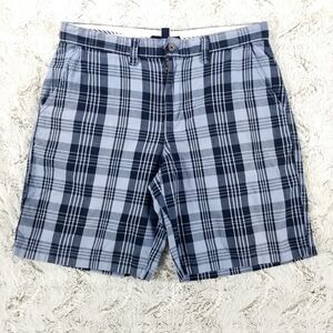 TOMMY HILFIGER Shorts Mens 34 Plaid Relaxed Straight Flat front